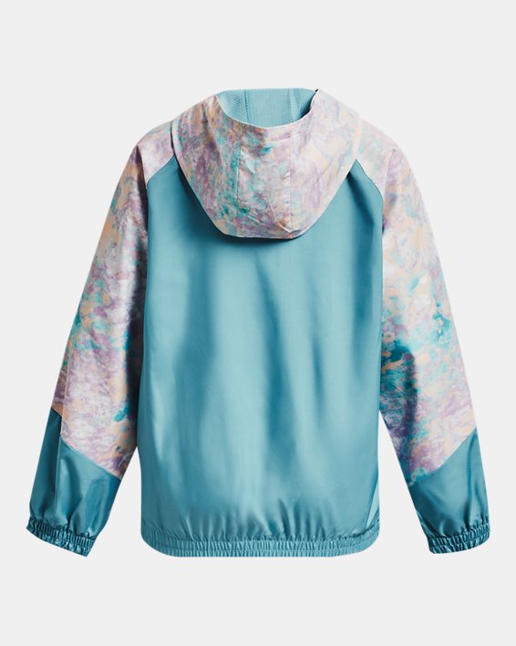 Mädchen UA Woven Jacke mit durchgehendem Zip und Aufdruck, Blue, pdpMainDesktop image number 1